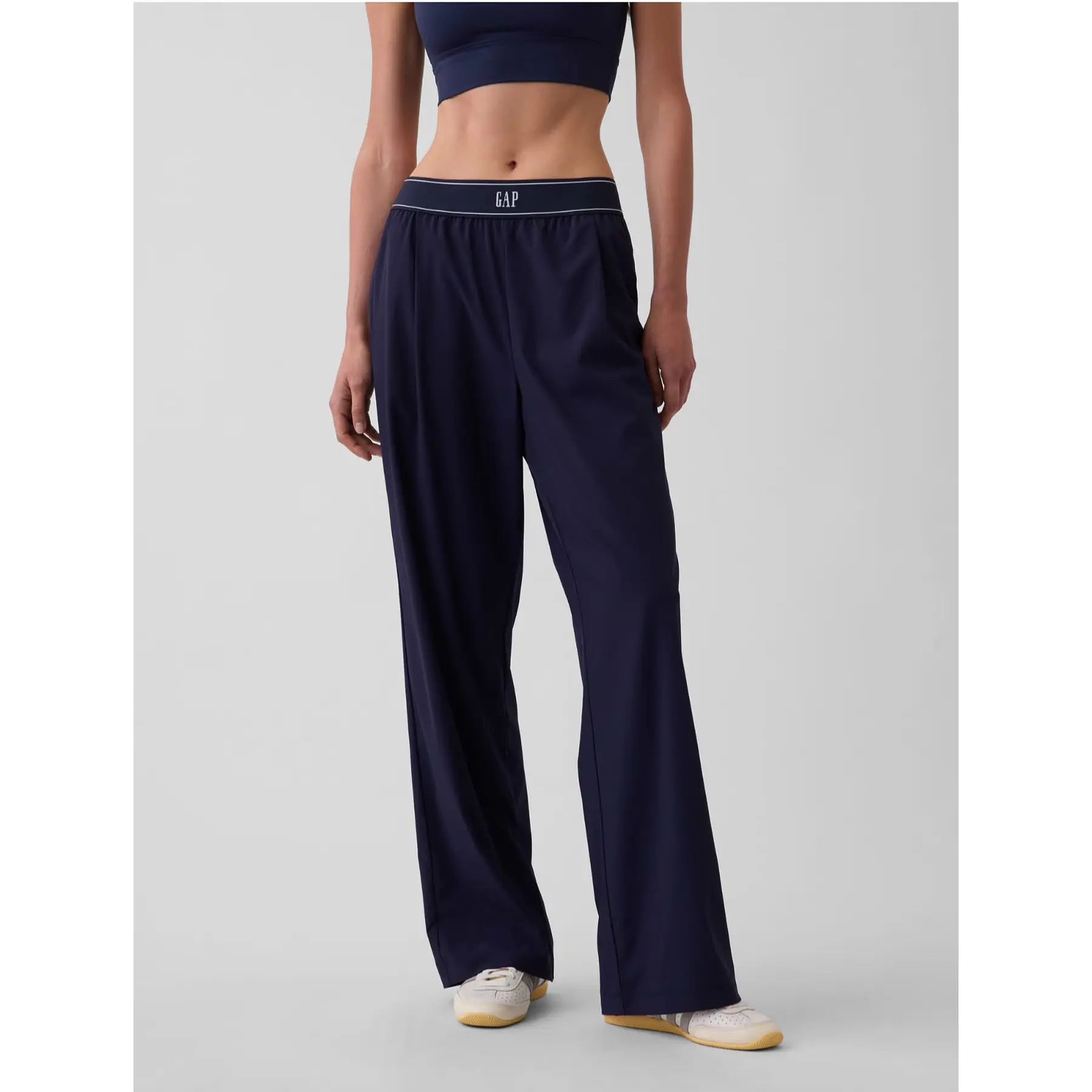 GapFit Pleated Easy Logo Pants-Navy