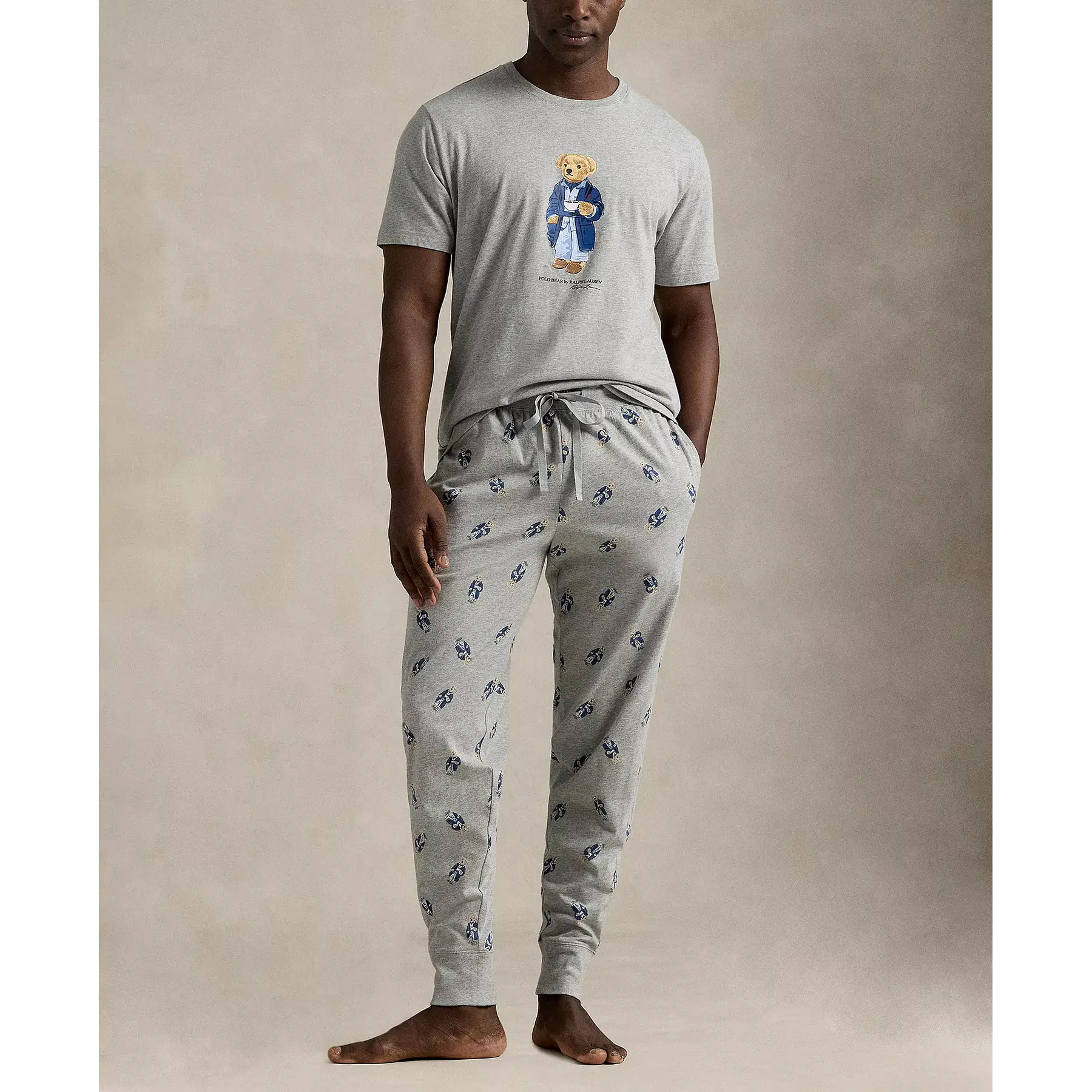 Polo Ralph Lauren Men's Polo Bear T-Shirt and Pajama Pants - Gray