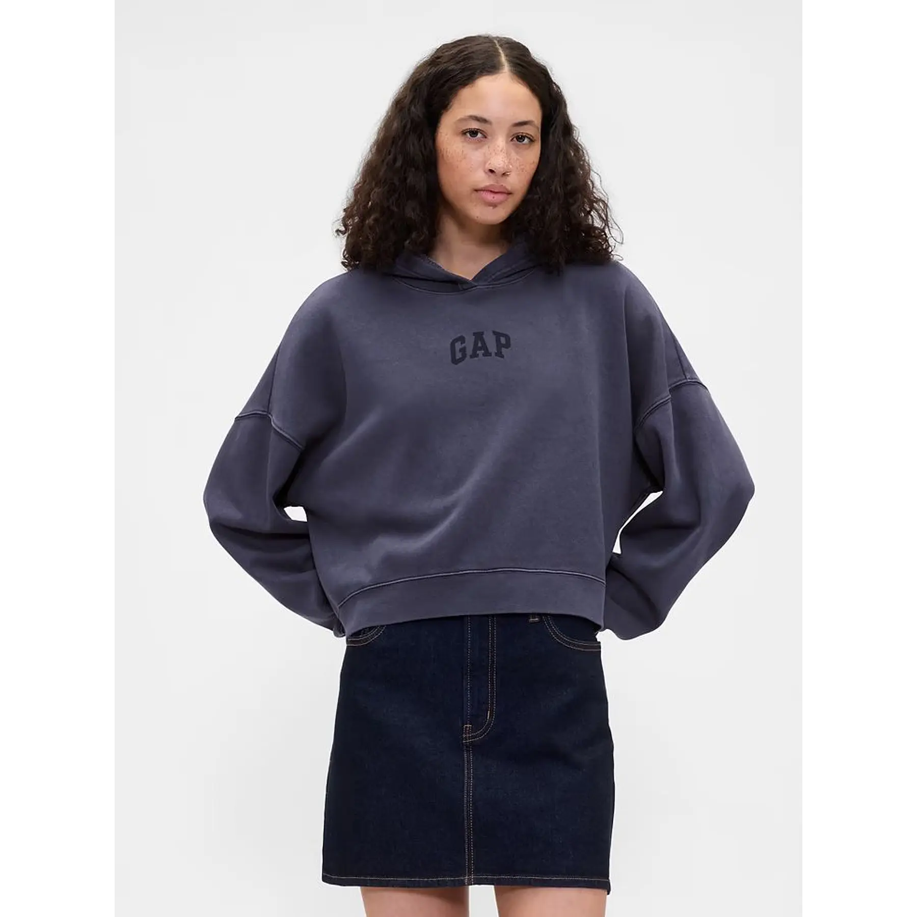 GAP - Hoodie Gap Mini-Logo Cropped  - Deep Sailor Blue