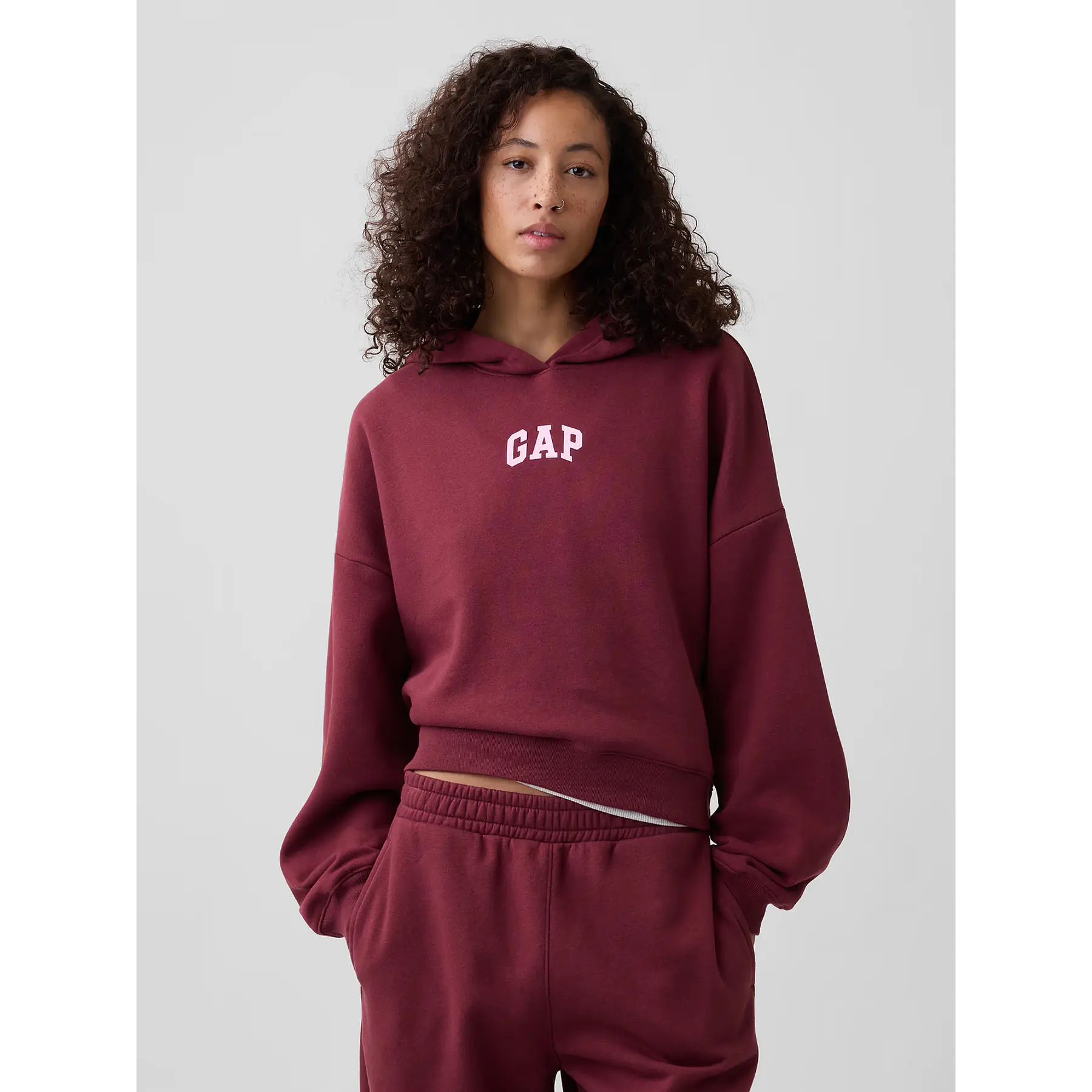 GAP - Hoodie Gap Mini-Logo Cropped  - Burdeo
