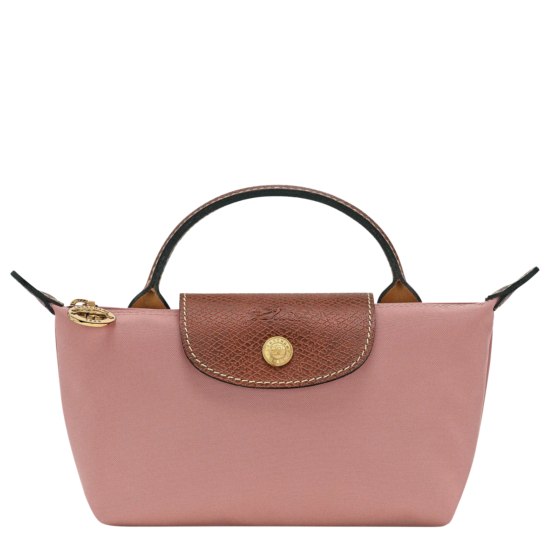 Le Pliage Mini Pouch Nylon Tote Bag - Pink Tea + Strap y Organizador GRATIS