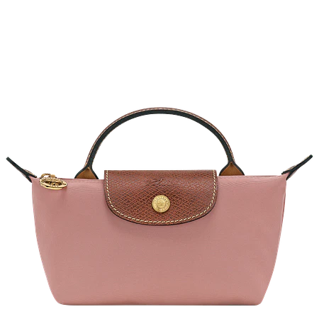 Le Pliage Mini Pouch Nylon Tote Bag - Pink Tea + Strap y Organizador GRATIS
