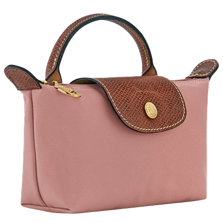 Le Pliage Mini Pouch Nylon Tote Bag - Pink Tea + Strap y Organizador GRATIS
