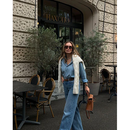Cotton Chambray Shirt Denim Sky Juvenil