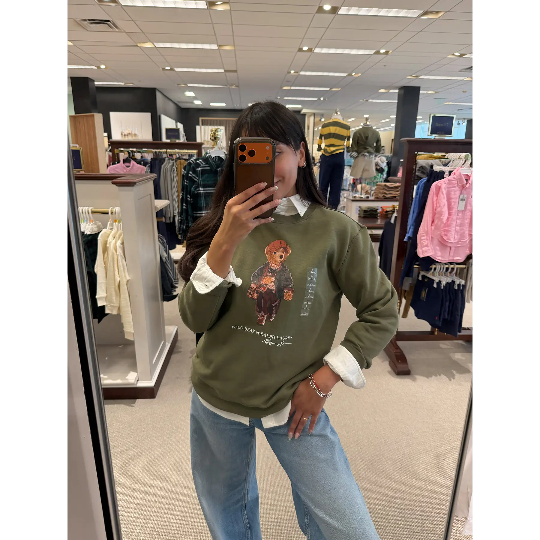 Polo Bear Fleece Sweatshirt Cruise Olive Juvenil