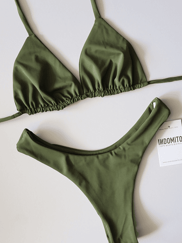 Conjunto Bikini Top Mykonos-Bottom Santorini | Verde Musgo