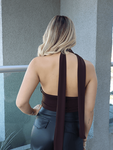 Top Drapeado Multiforma Cafe