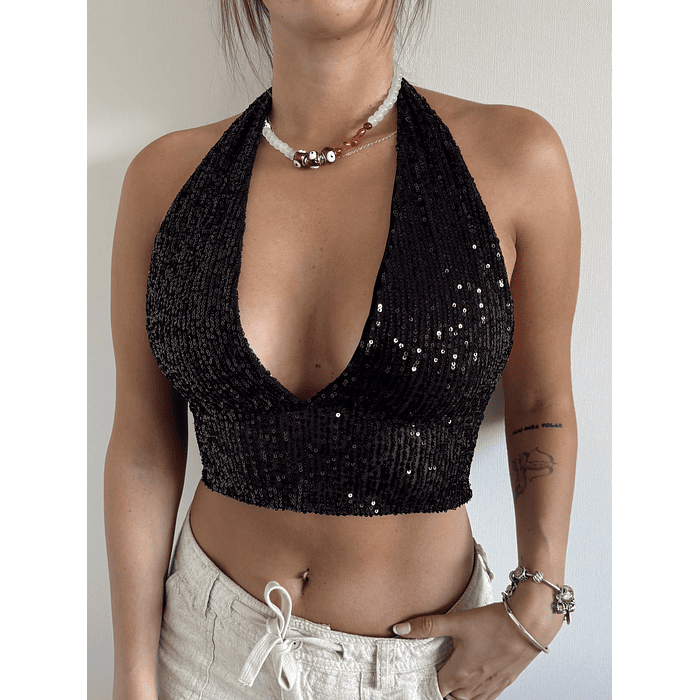 Top Palermo lentejuelas negro 1