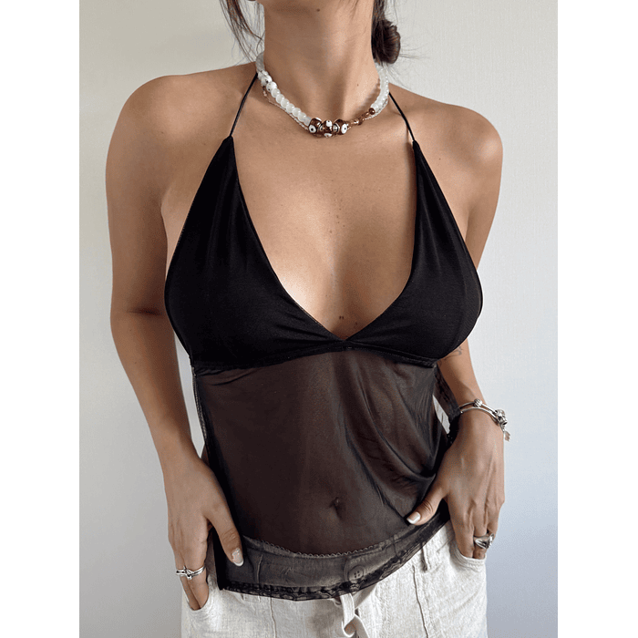 Top Biella Malla Negro