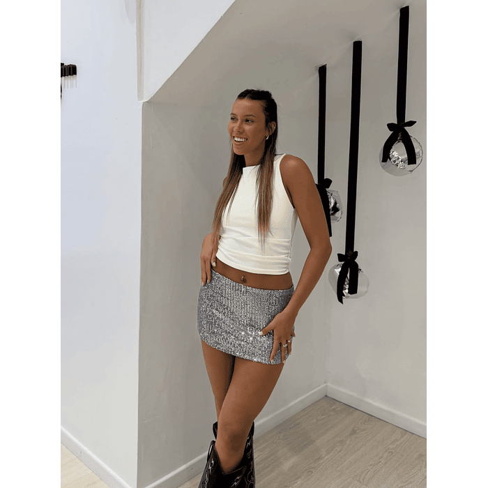 Falda fenty lentejuelas gris  2