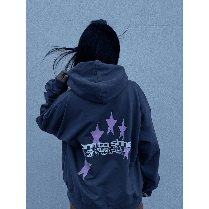 Hoodie Born to Shine ★★ Gris Rosa boxy fit  2