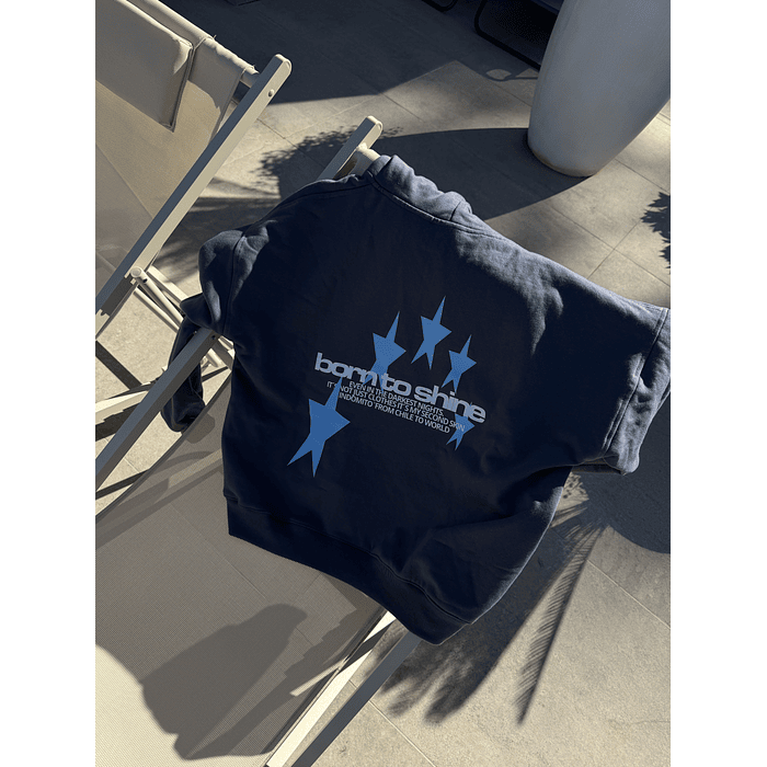 Hoodie Born to Shine ★★ Gris Celeste boxy fit 1