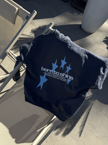 Hoodie Born to Shine ★★ Gris Celeste boxy fit