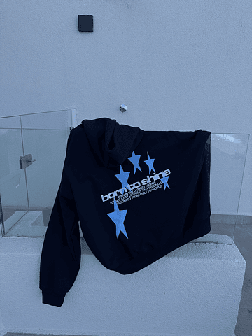 Hoodie Born to Shine ★★ Navy blue boxy fit