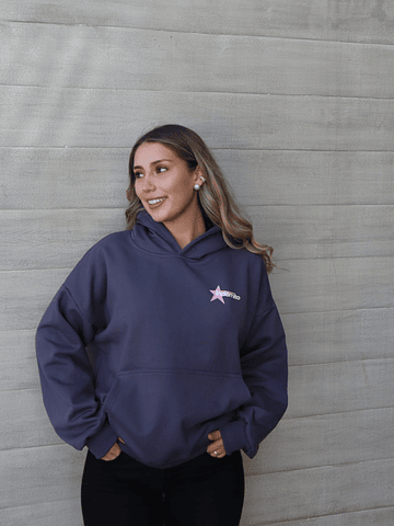 Hoodie Born to Shine ★★ Gris Rosa boxy fit 