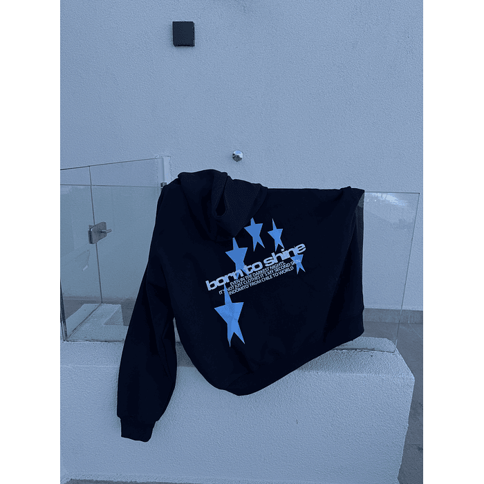 Hoodie Born to Shine ★★ Navy blue boxy fit 3