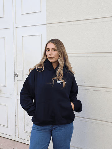 Hoodie Born to Shine ★★ Navy blue boxy fit