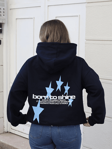 Hoodie Born to Shine ★★ Navy blue boxy fit