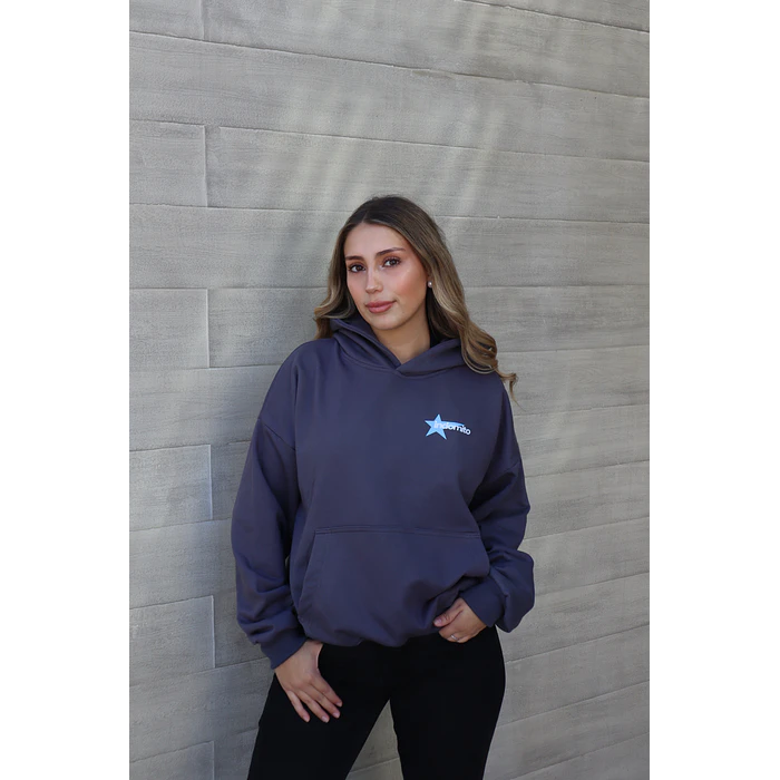 Hoodie Born to Shine ★★ Gris Celeste boxy fit 2