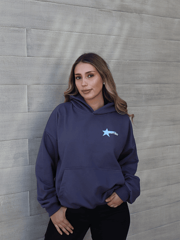 Hoodie Born to Shine ★★ Gris Celeste boxy fit