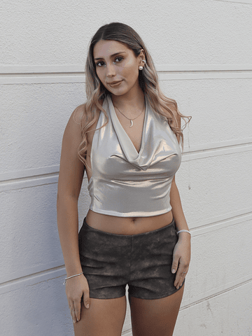 Top drapeado gold glossy