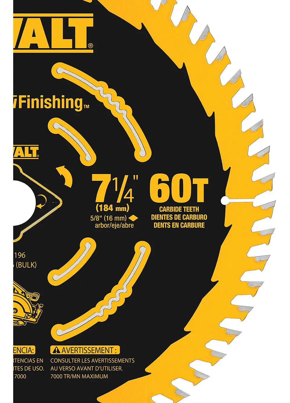 DISCO SIERRA 7-1/4'' CORTE ULTRA FINO 60D DW3196 DEWALT 3