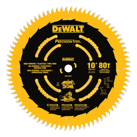 DISCO DE SIERRA 10'' EJE 5/8'' (16 MM) DW3219PT DEWALT