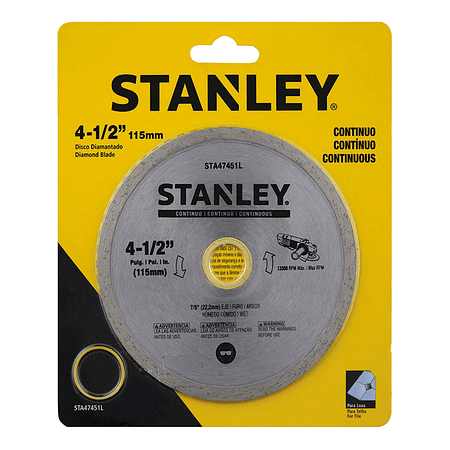 DISCO DIAMANTADO BORDE CONTINUO  4-1/2'' STA47451L STANLEY