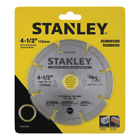 DISCO DIAMANTADO SEGMENTADO 4-1/2'' STA47452L STANLEY