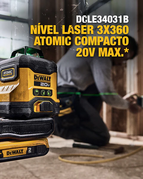 LASER MULTILINEA ATOMIC 3x360 VERDE ( S/BATERIA )  DCLE34031B DEWALT