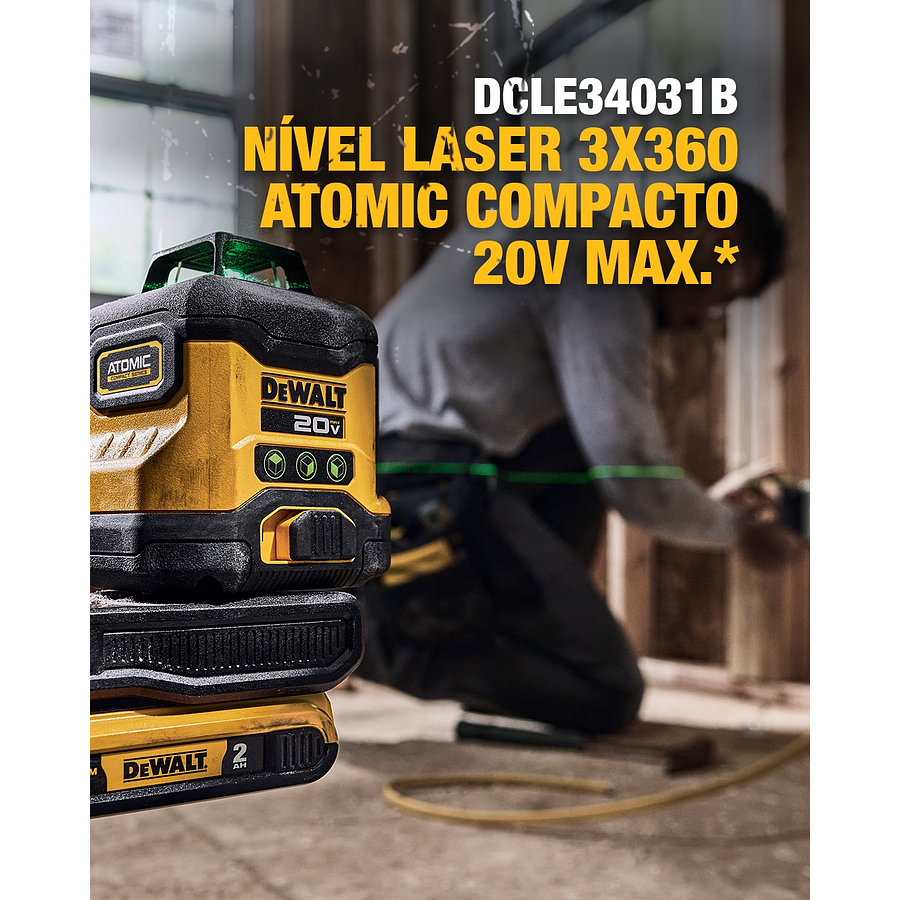 LASER MULTILINEA ATOMIC 3x360 VERDE ( S/BATERIA )  DCLE34031B DEWALT