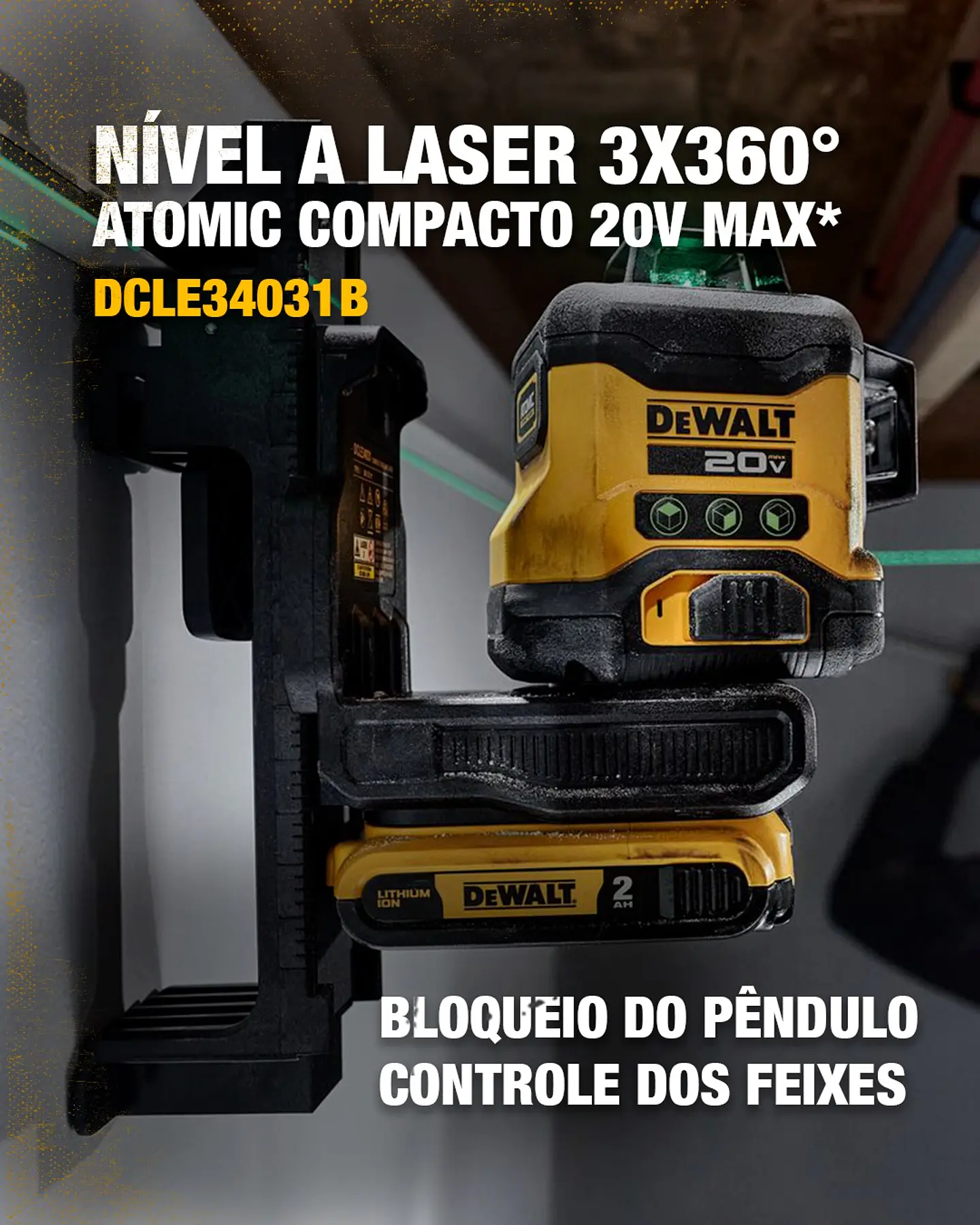LASER MULTILINEA ATOMIC 3x360 VERDE ( S/BATERIA )  DCLE34031B DEWALT 2