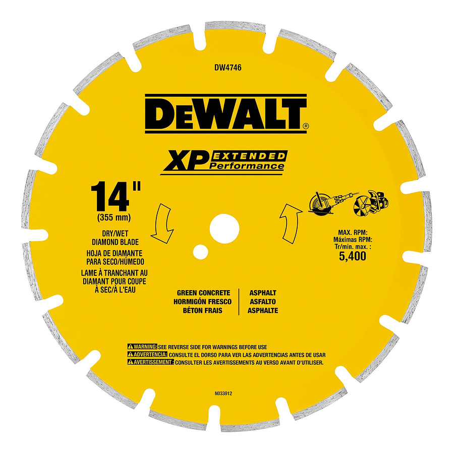 DISCO DIAMANTADO 14'' ASFALTO / HORMIGON FRESCO DW4746 DEWALT