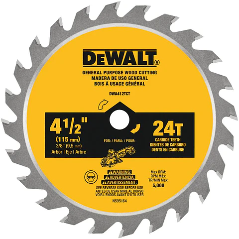 DISCO SIERRA 4 1/2  24 DIENTES - EJE 3/8" DWA412TCT DEWALT