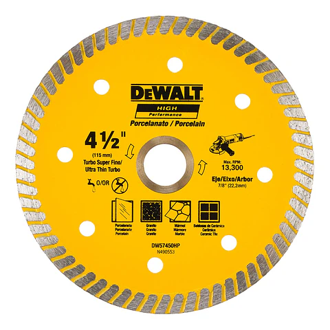 DISCO DIAMANTADO RANURADO 4 1/2" PORCELANATO DW57450HP DEWALT