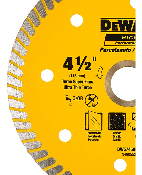 DISCO DIAMANTADO RANURADO 4 1/2" PORCELANATO DW57450HP DEWALT