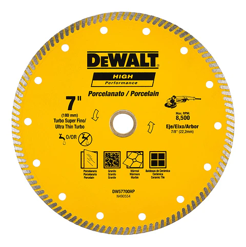 DISCO DIAMANTADO RANURADO 7" PORCELANATO DW57700HP DEWALT