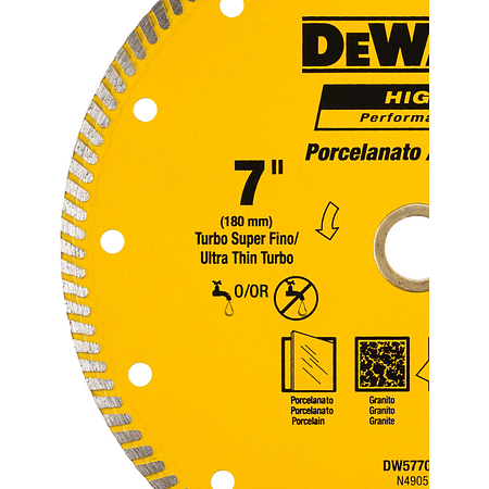 DISCO DIAMANTADO RANURADO 7" PORCELANATO DW57700HP DEWALT