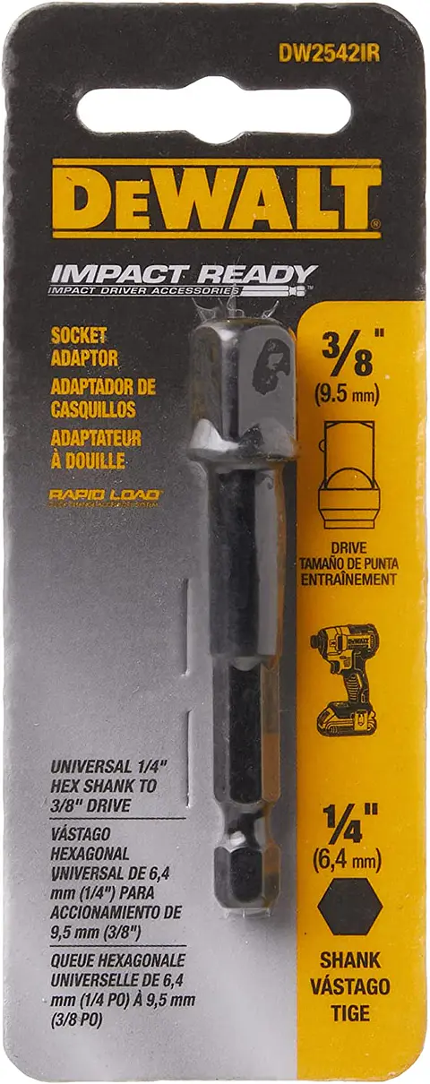 ADAPTADOR 1/4" HEX A CUADRANTE 3/8" IMPACT READY® DW2542IR G DEWALT