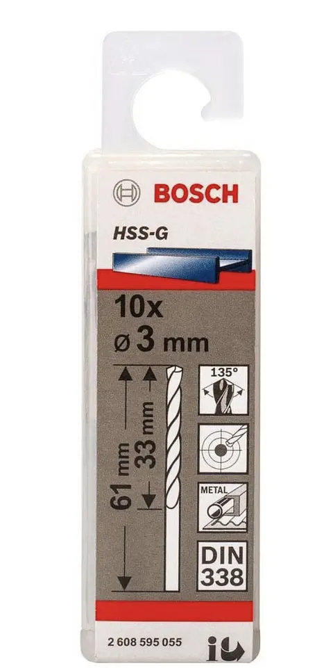 ( CAJAS 10 UNIDADES ) BROCA PARA METAL HSS 3.0 MM RECTIFICADA BOSCH