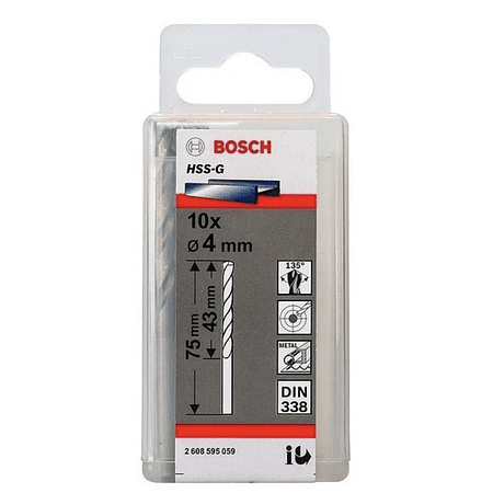  ( CAJAS 10 UNIDADES ) BROCA PARA METAL HSS 4.0 MM RECTIFICADA BOSCH