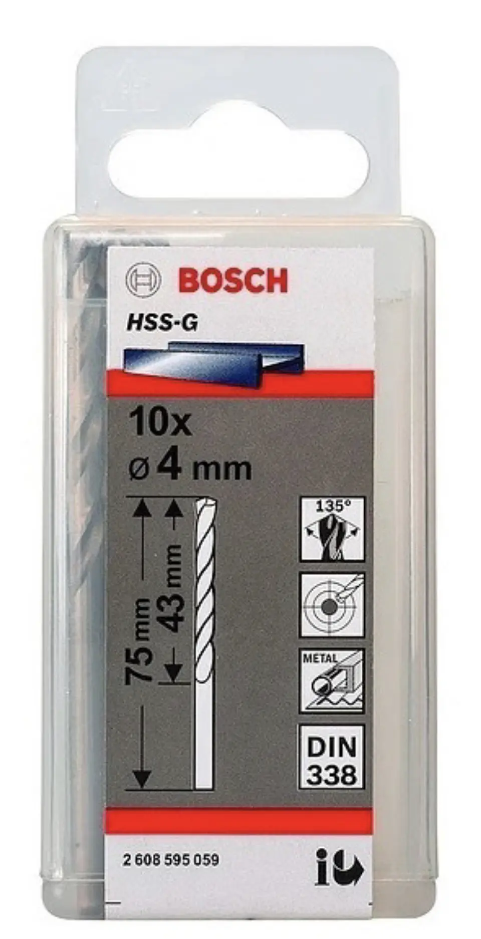  ( CAJAS 10 UNIDADES ) BROCA PARA METAL HSS 4.0 MM RECTIFICADA BOSCH 1