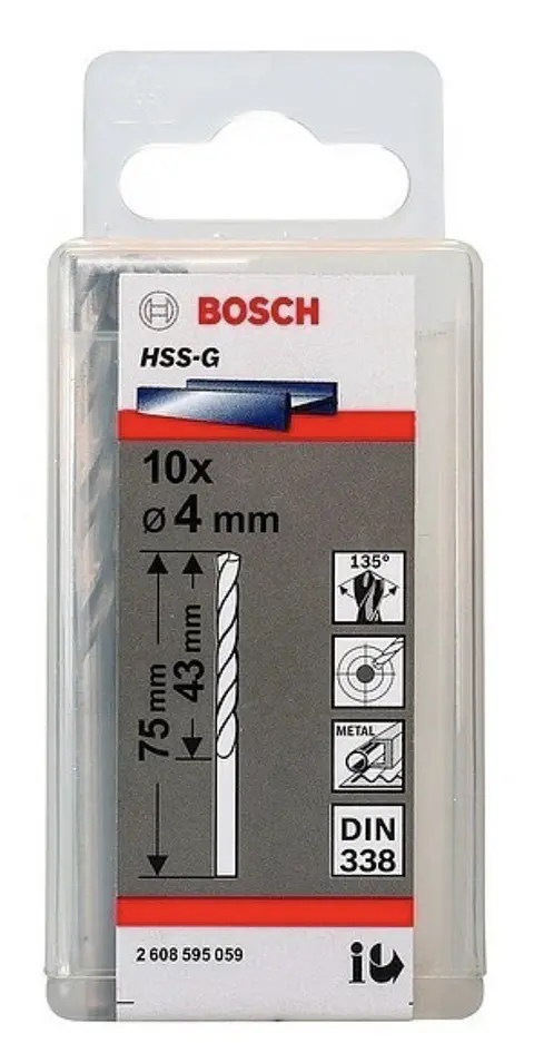 ( CAJAS 10 UNIDADES ) BROCA PARA METAL HSS 4.5 MM RECTIFICADA BOSCH