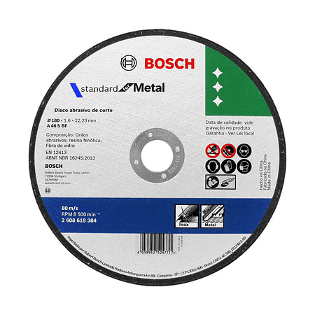 DISCO CORTE METAL STANDARD 7'' x 1,6 MM BOSCH ( CAJA 50 UN )