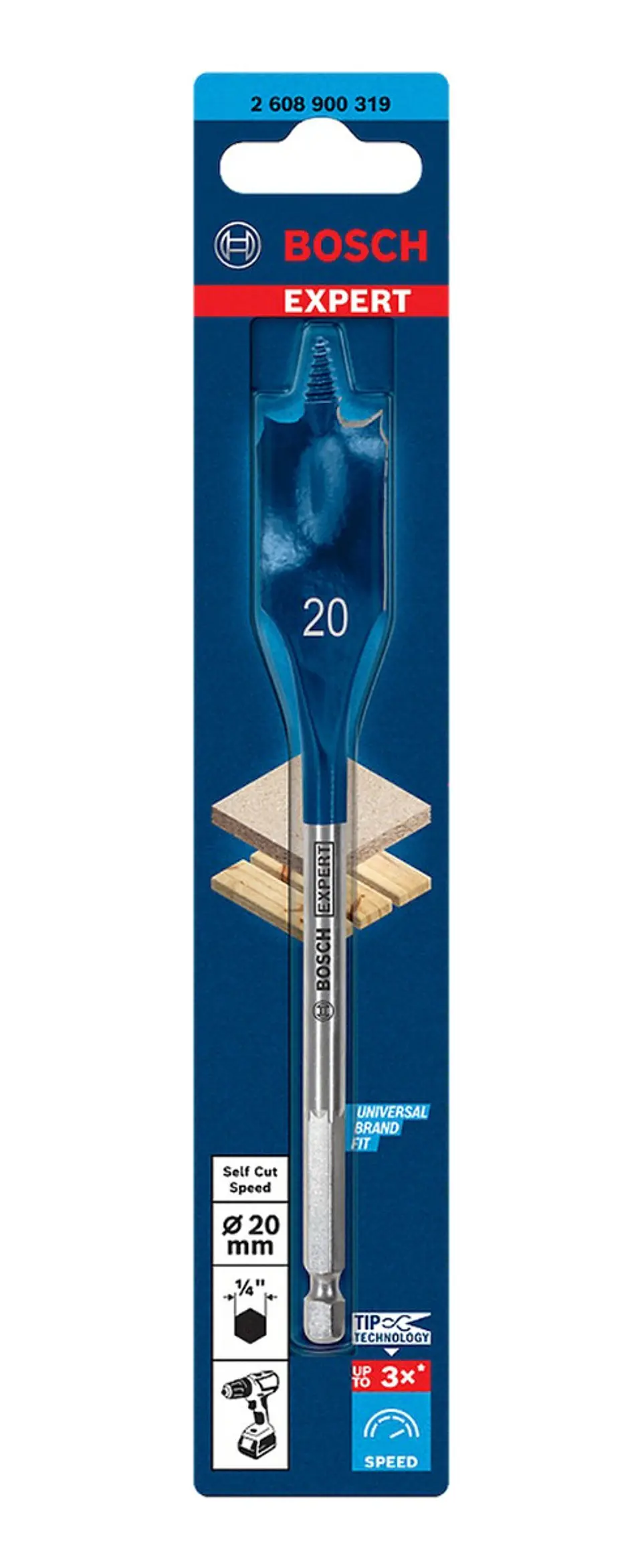 BROCA PLANA 20MM x 152MM SELF CUT SPEED BOSCH 1