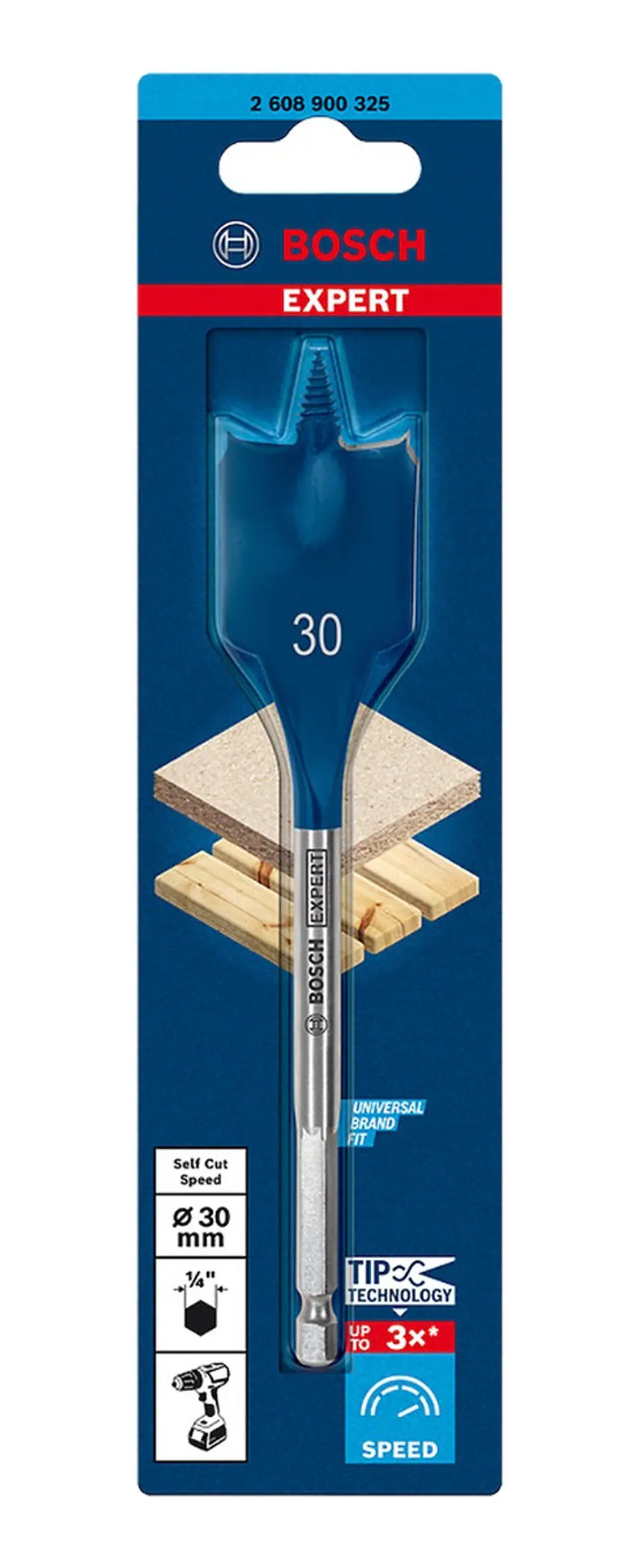BROCA PLANA 30MM x 152MM SELF CUT SPEED BOSCH 1