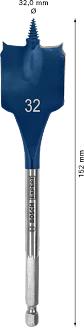 BROCA PLANA 32MM x 152MM SELF CUT SPEED BOSCH - Miniatura 2