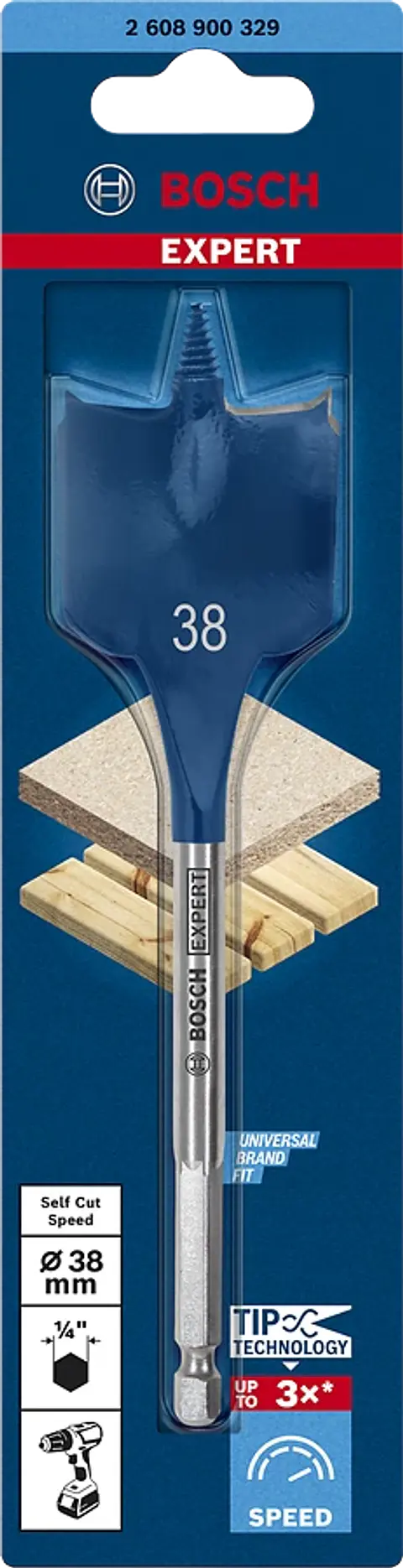 BROCA PLANA 38MM x 152MM SELF CUT SPEED BOSCH