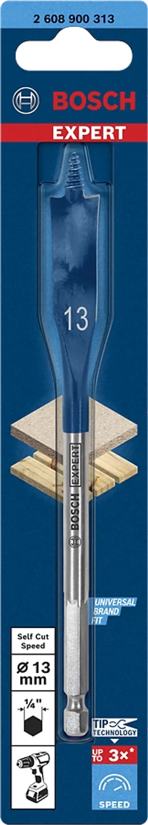 BROCA PLANA 13MM x 152MM SELF CUT SPEED BOSCH