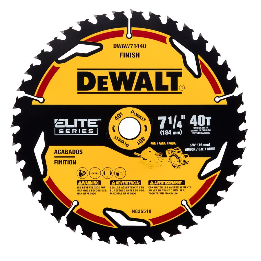 DISCO SIERRA INDUSTRIAL 7 1/4'' 40T ELITE SERIES DWAW71440 DEWALT